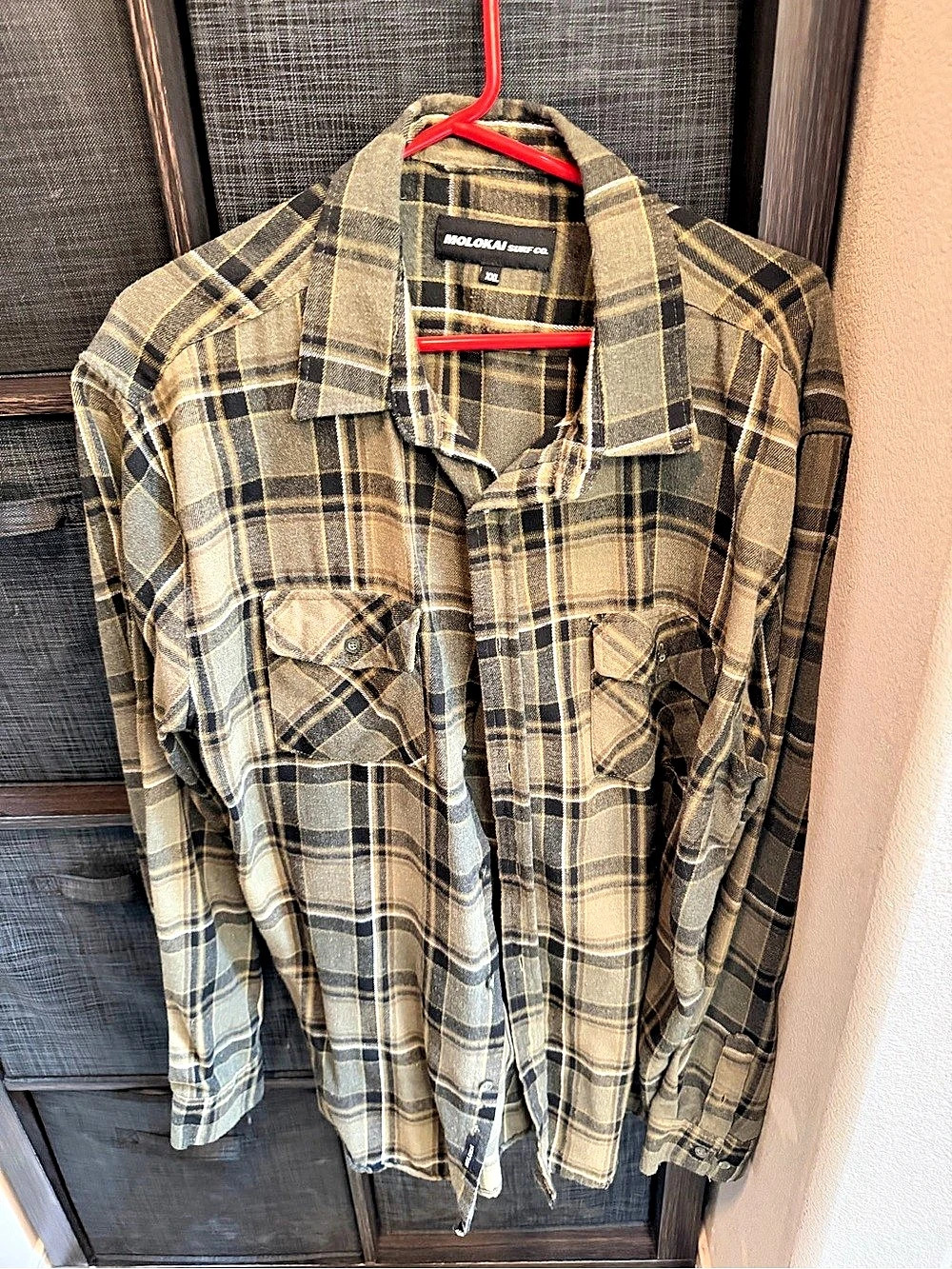 Molokai Surf Co. Plaid Button Down Shirt in Brown & Black XXL